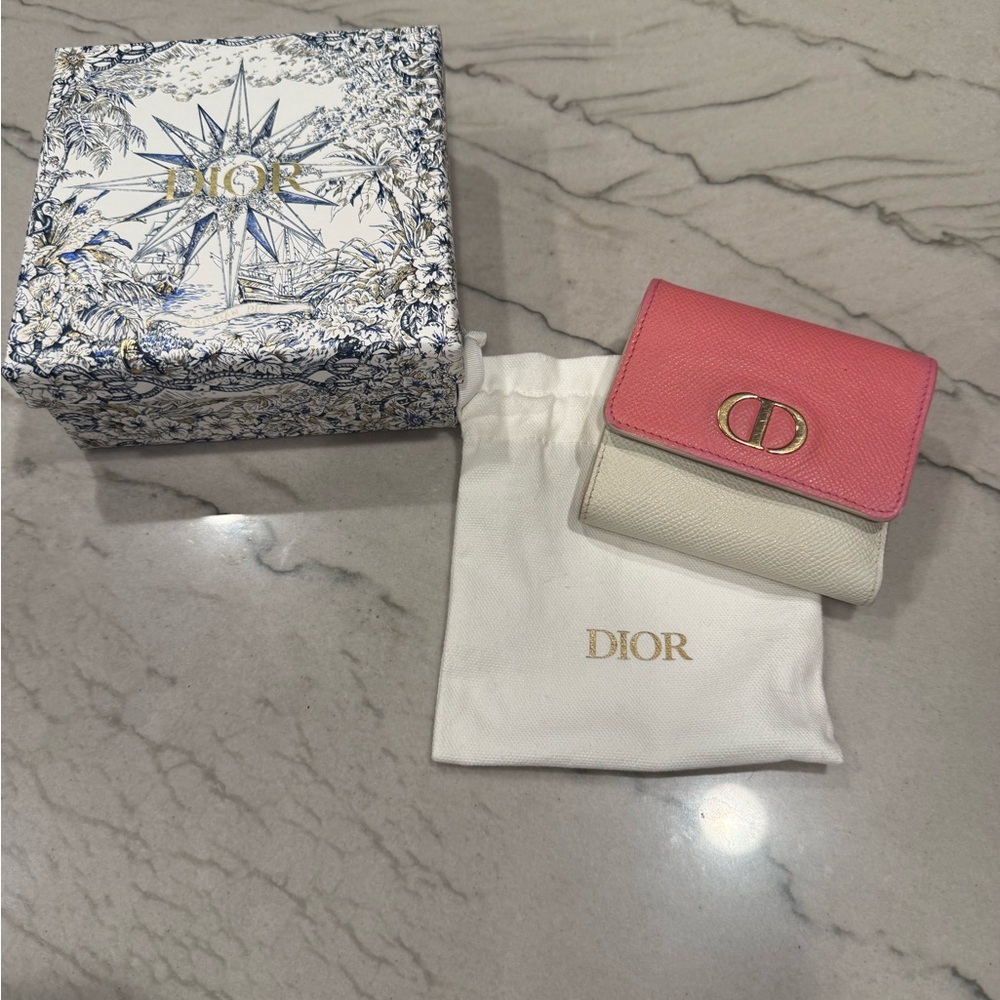 Christian Dior Lotus Wallet Tri-fold Pink and Cream FULL INCLUSION - Picture 2 of 16